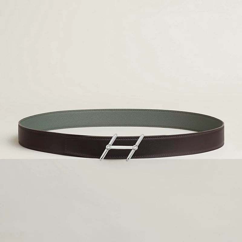 Swing belt buckle & Reversible leather strap 32 mm