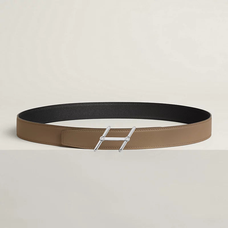 Swing belt buckle & Reversible leather strap 32 mm