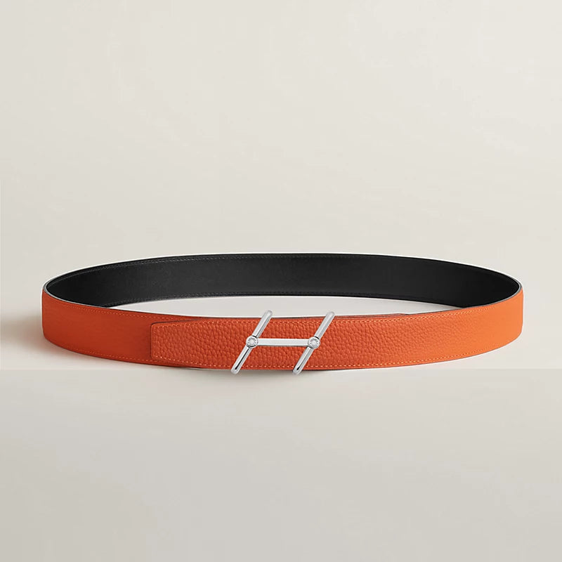 Swing belt buckle & Reversible leather strap 32 mm