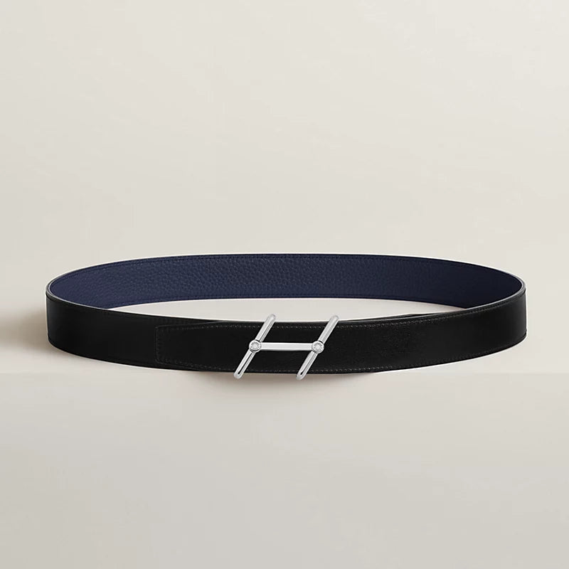 Swing belt buckle & Reversible leather strap 32 mm